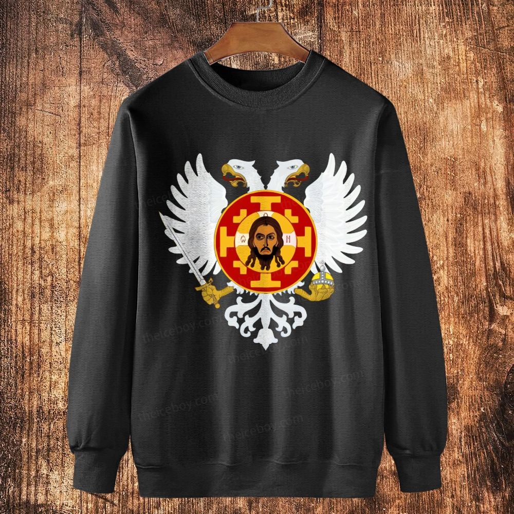 Orthodox double-headed eagle icon of Jesus Cotton Crewneck Sweatshirt