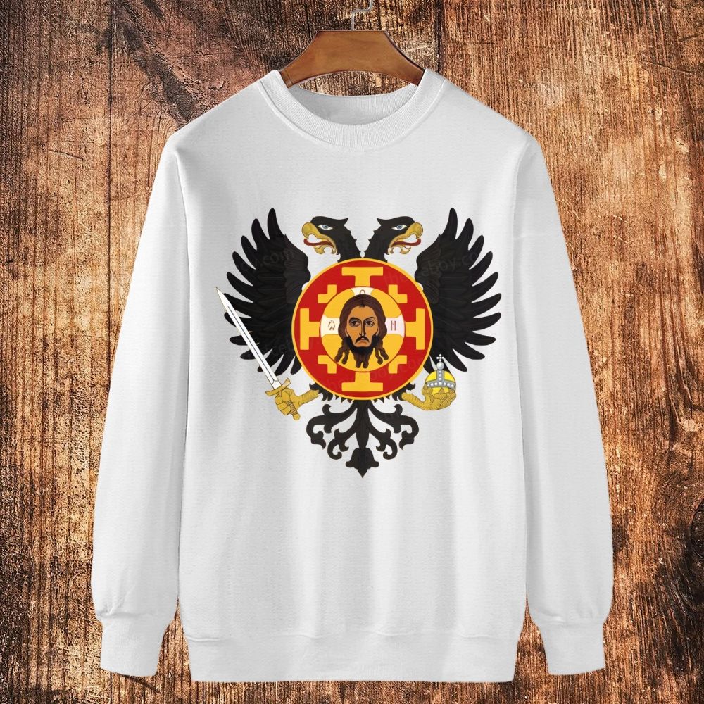 Orthodox double-headed eagle icon of Jesus Cotton Crewneck Sweatshirt
