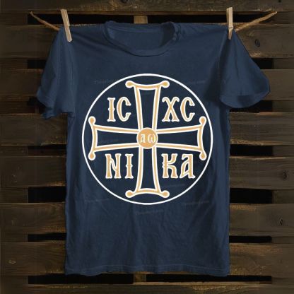 Orthodox Cross,Byzantine Cross, IC XC NIKA Cotton T-shirt