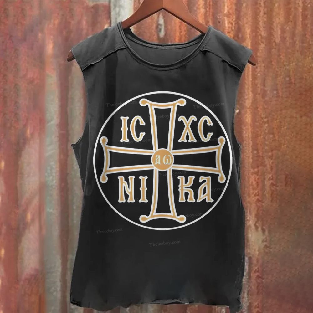 Orthodox Cross,Byzantine Cross, IC XC NIKA Washed Tank Top
