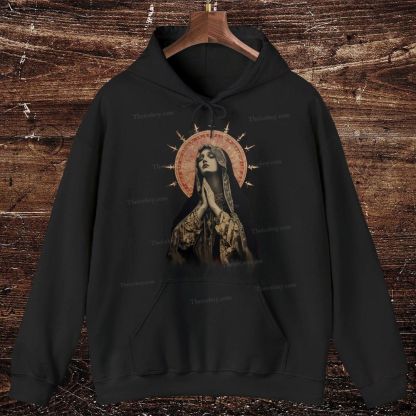 Stained Glass Madonna Oversized Cotton Hoodies