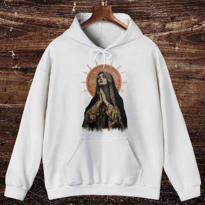 Stained Glass Madonna Oversized Cotton Hoodies