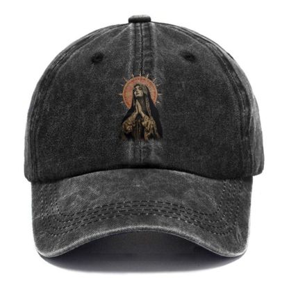 Stained Glass Madonna Unisex Vintage Casual Washed Cap