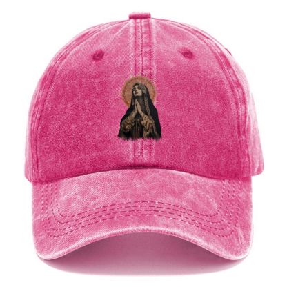 Stained Glass Madonna Unisex Vintage Casual Washed Cap