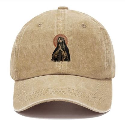Stained Glass Madonna Unisex Vintage Casual Washed Cap