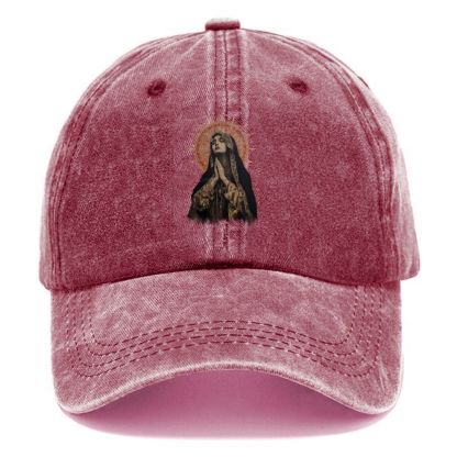 Stained Glass Madonna Unisex Vintage Casual Washed Cap