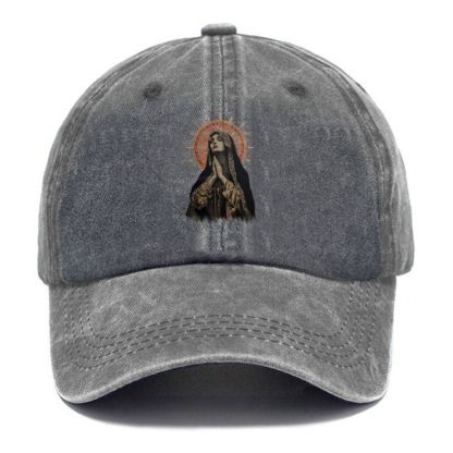 Stained Glass Madonna Unisex Vintage Casual Washed Cap