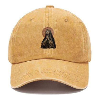 Stained Glass Madonna Unisex Vintage Casual Washed Cap