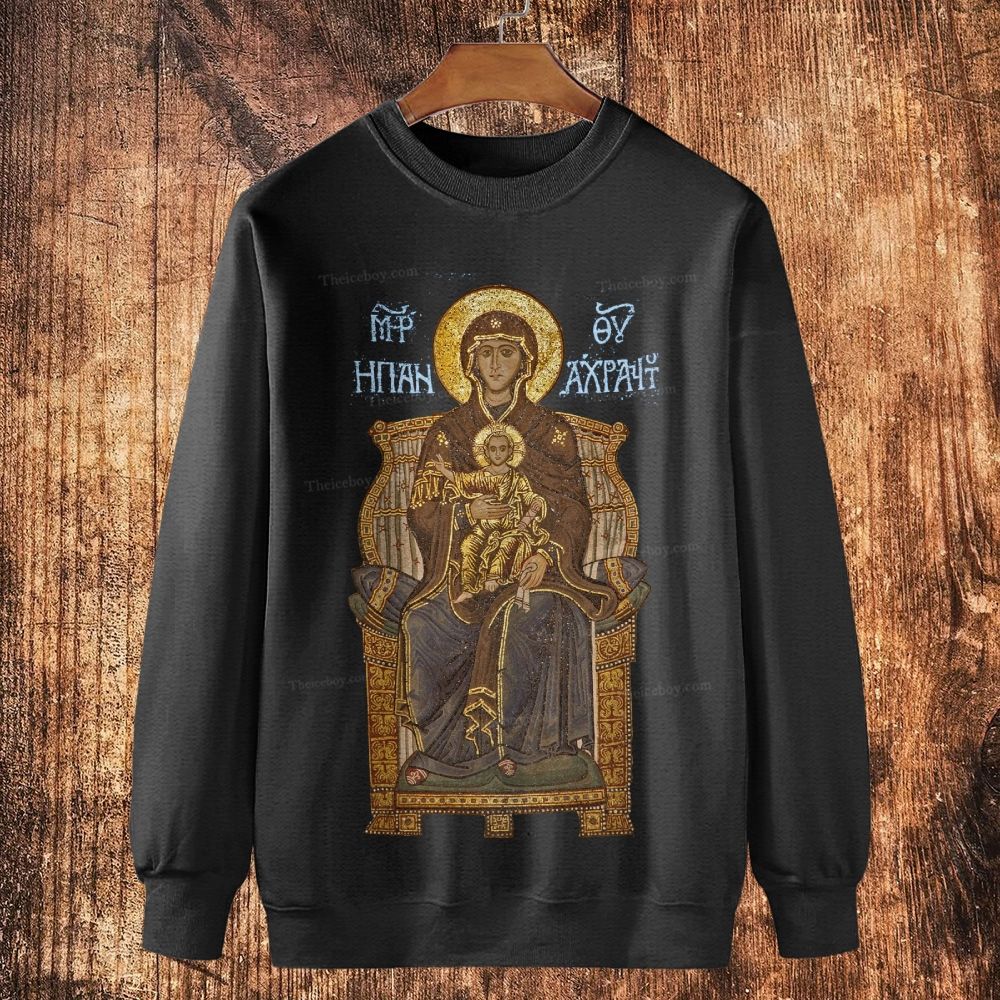 Virgin Mary Cotton Crewneck Sweatshirt