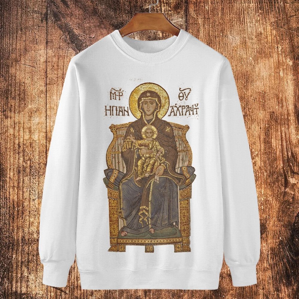 Virgin Mary Cotton Crewneck Sweatshirt