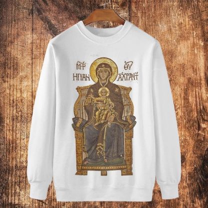 Virgin Mary Cotton Crewneck Sweatshirt