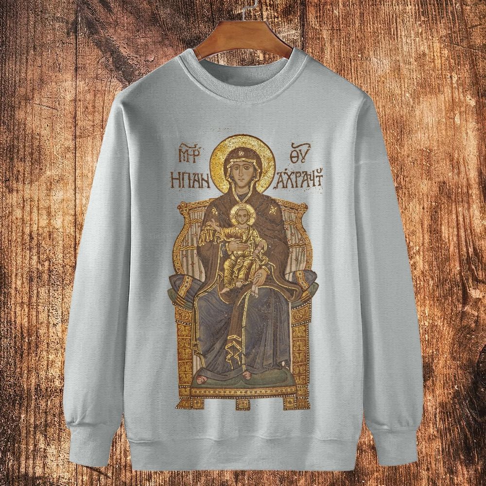 Virgin Mary Cotton Crewneck Sweatshirt