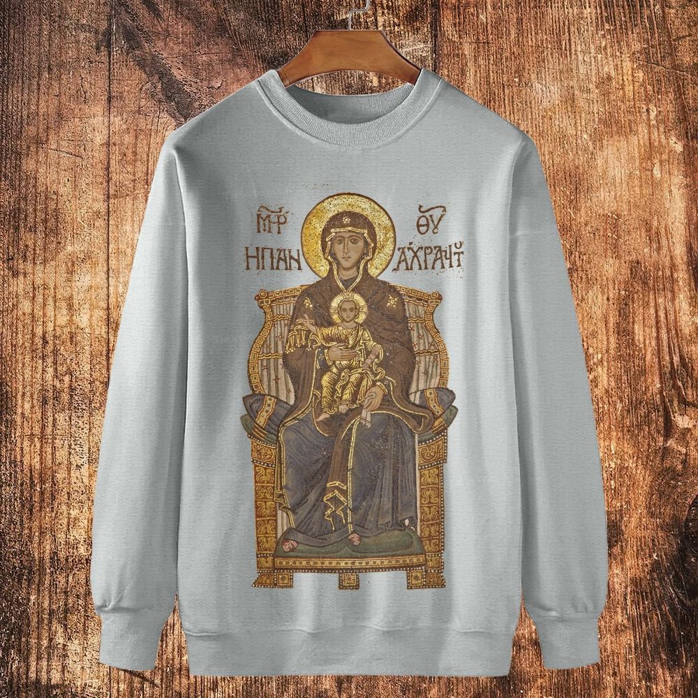 Virgin Mary Cotton Crewneck Sweatshirt