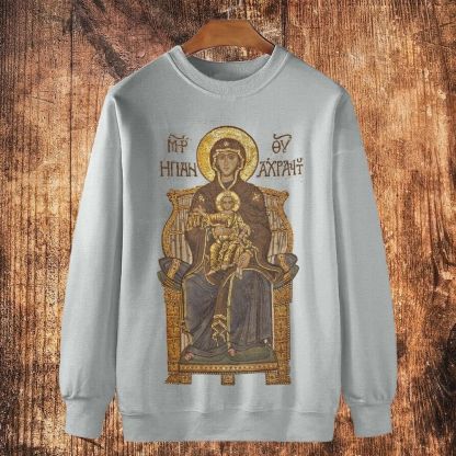 Virgin Mary Cotton Crewneck Sweatshirt