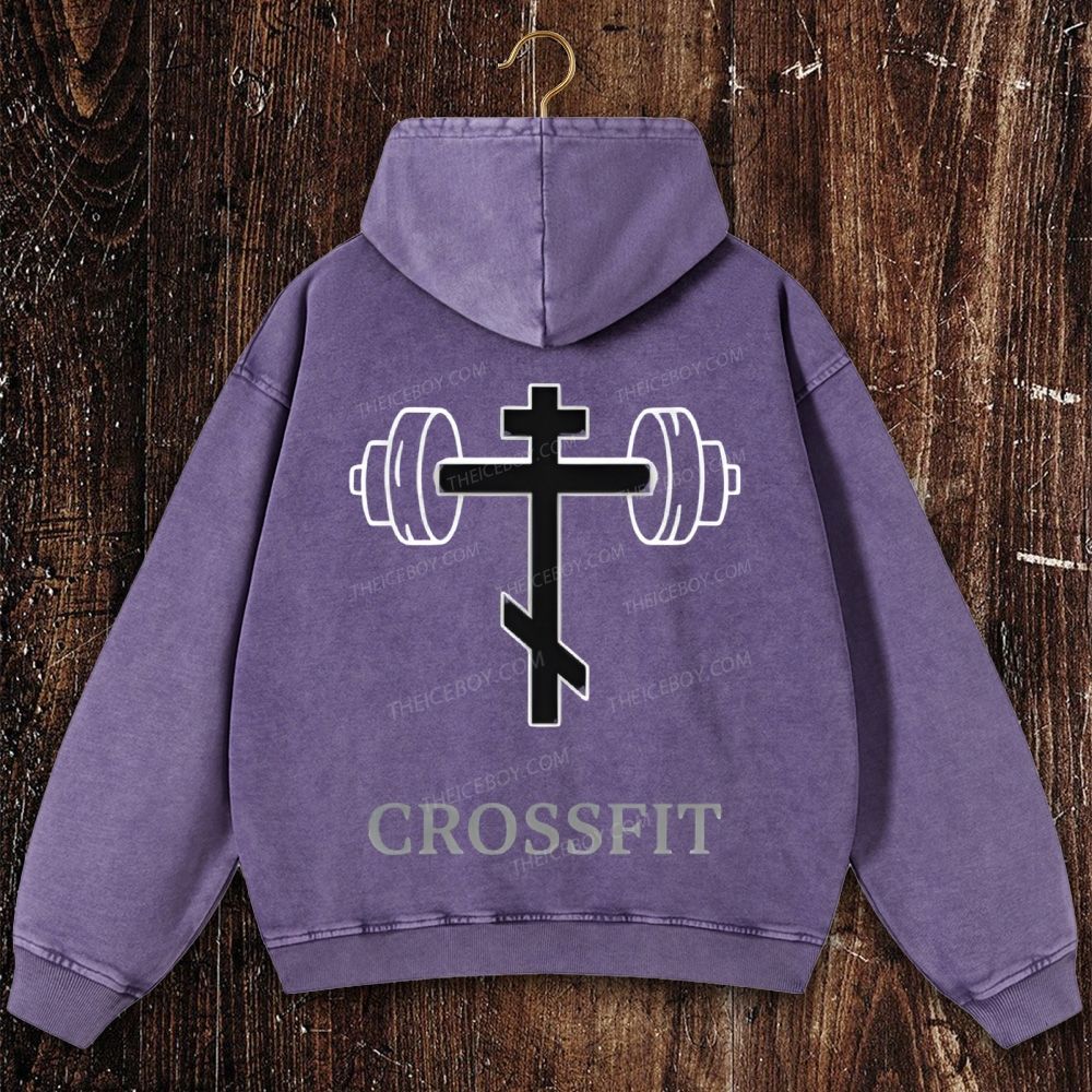 Crossfit Orthodox Cross Christian Washed Hoodie