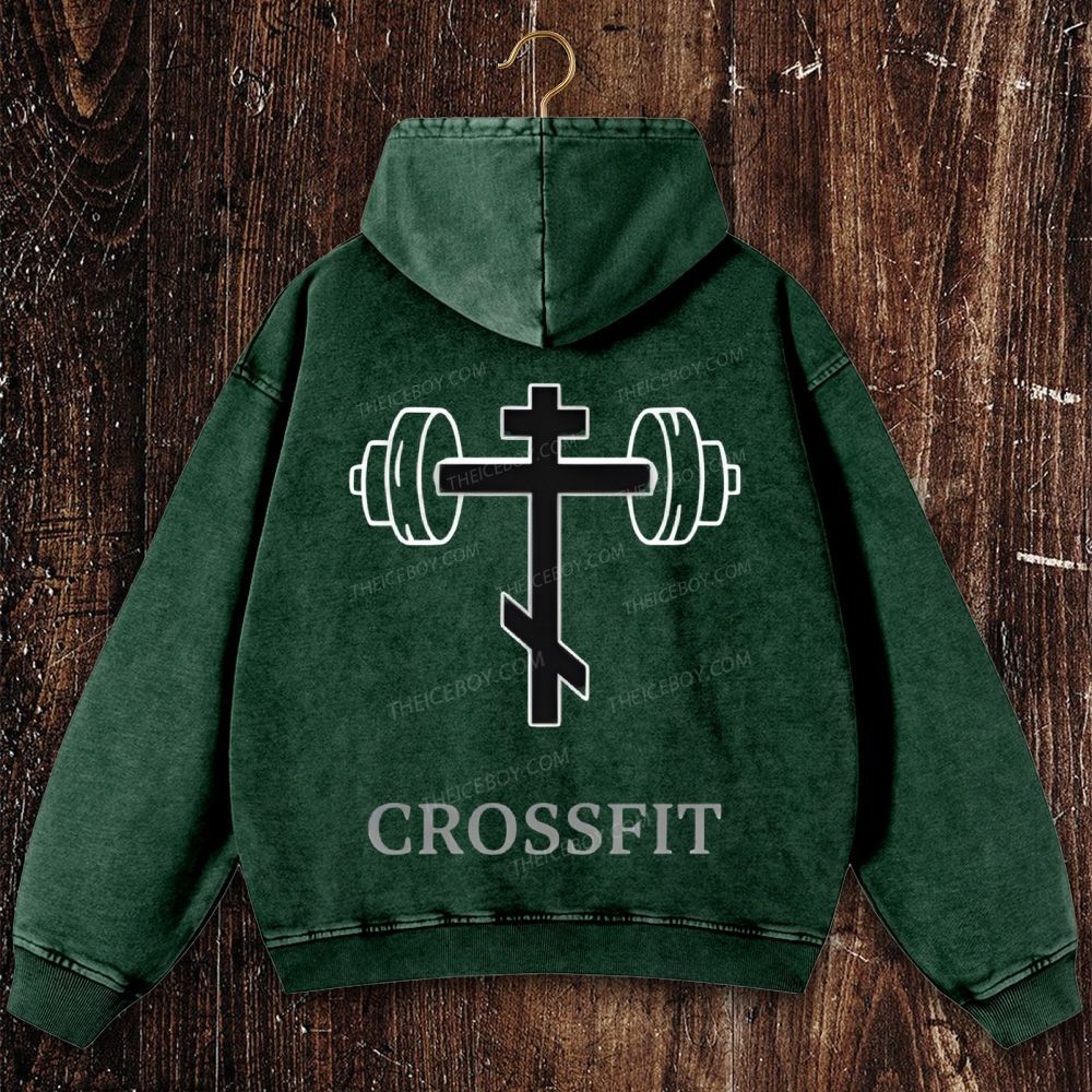 Crossfit Orthodox Cross Christian Washed Hoodie