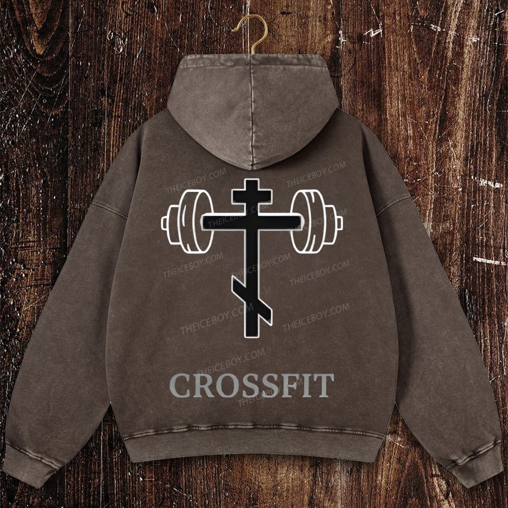 Crossfit Orthodox Cross Christian Washed Hoodie