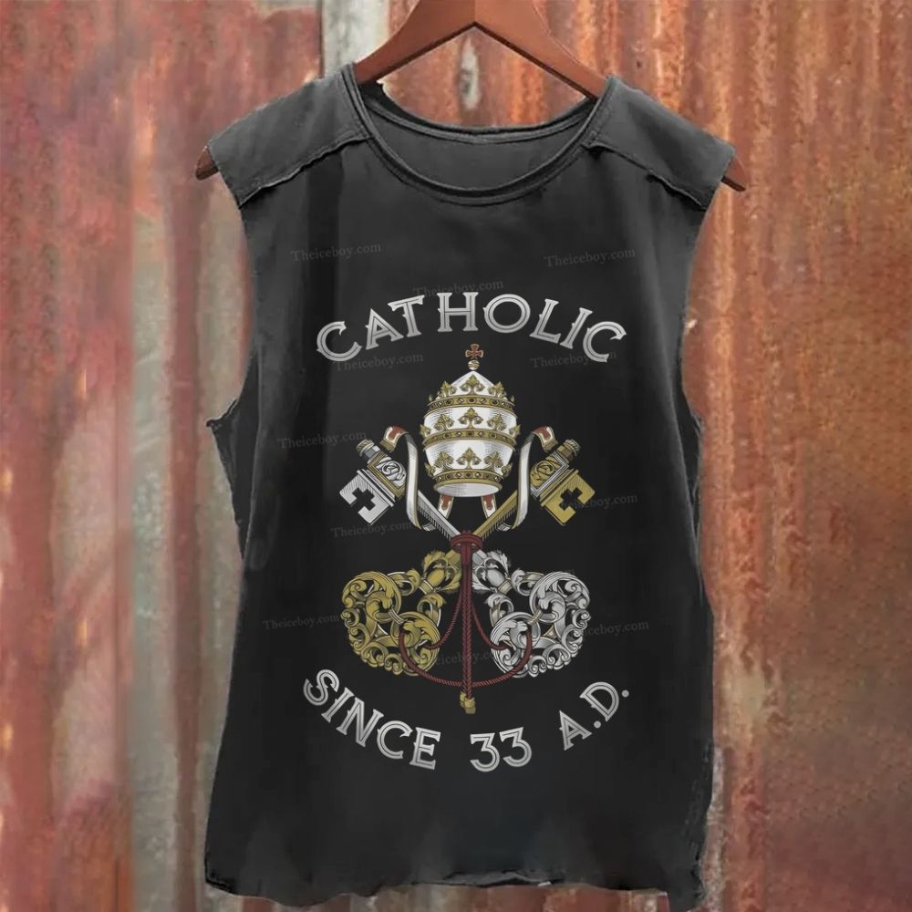 Catholic Since 33 A.D. Washed Tank Top