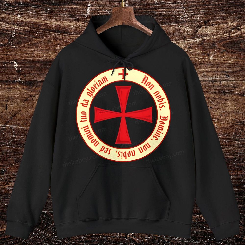 The Templar Knights Non nobis Freemason Red Cross Oversized Cotton Hoodies