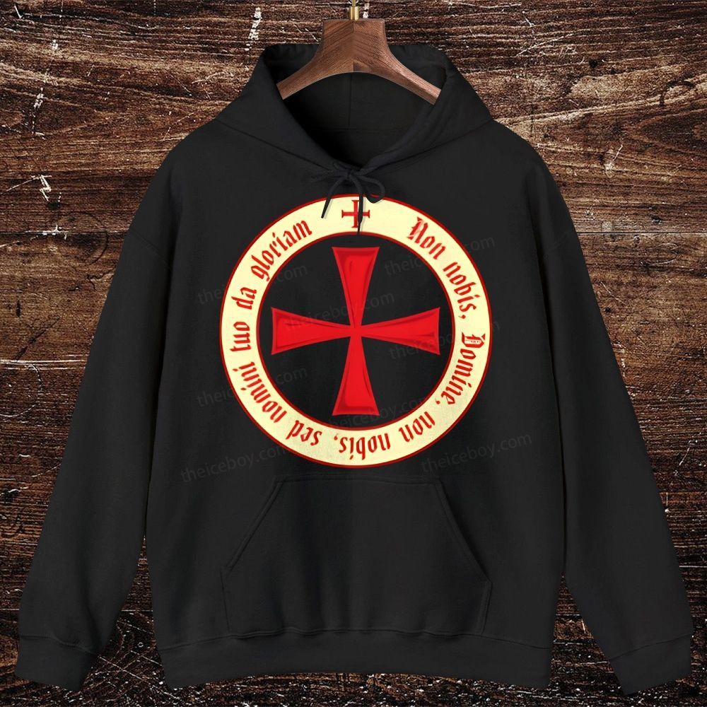 The Templar Knights Non nobis Freemason Red Cross Oversized Cotton Hoodies