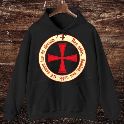 The Templar Knights Non nobis Freemason Red Cross Oversized Cotton Hoodies