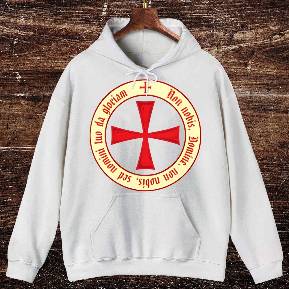 The Templar Knights Non nobis Freemason Red Cross Oversized Cotton Hoodies
