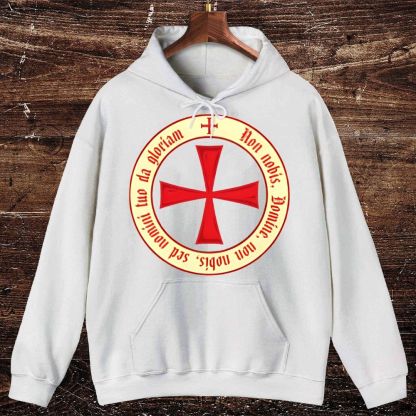 The Templar Knights Non nobis Freemason Red Cross Oversized Cotton Hoodies