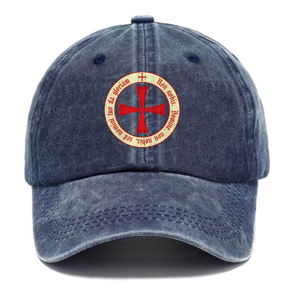 The Templar Knights Non nobis Freemason Red Cross Unisex Vintage Casual Washed Cap