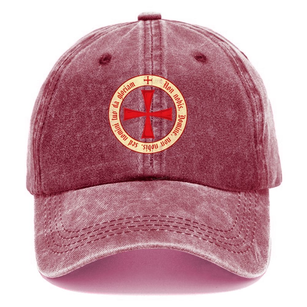 The Templar Knights Non nobis Freemason Red Cross Unisex Vintage Casual Washed Cap