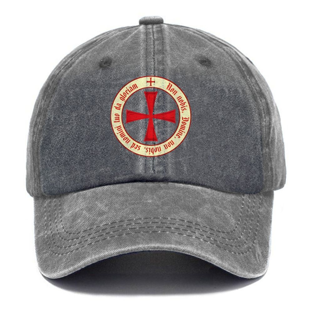 The Templar Knights Non nobis Freemason Red Cross Unisex Vintage Casual Washed Cap