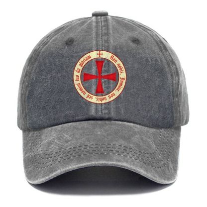 The Templar Knights Non nobis Freemason Red Cross Unisex Vintage Casual Washed Cap