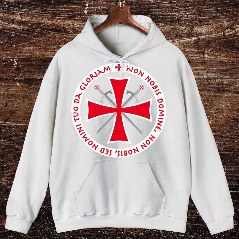 Templar Cross Non Nobis Domine Crusader Oversized Cotton Hoodies