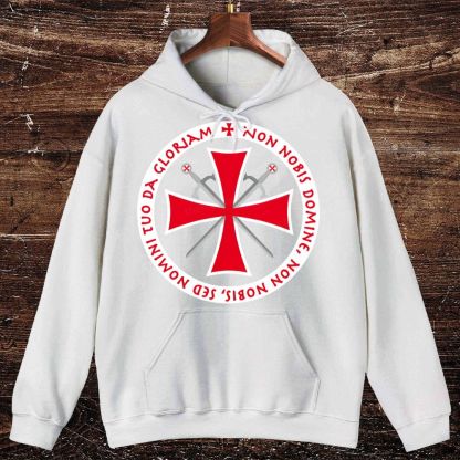 Templar Cross Non Nobis Domine Crusader Oversized Cotton Hoodies