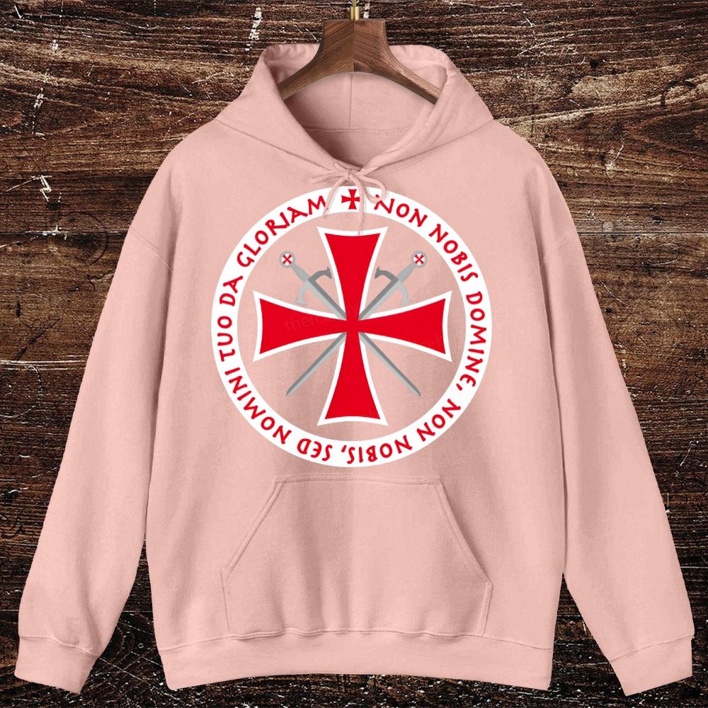 Templar Cross Non Nobis Domine Crusader Oversized Cotton Hoodies