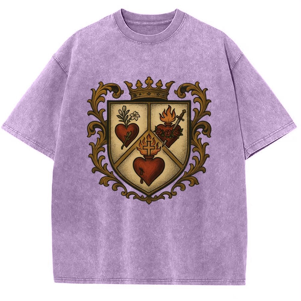 Sacred Heart Immaculate Heart of Mary Chaste Heart of Joseph Snowflake Vintage Cotton T-Shirt
