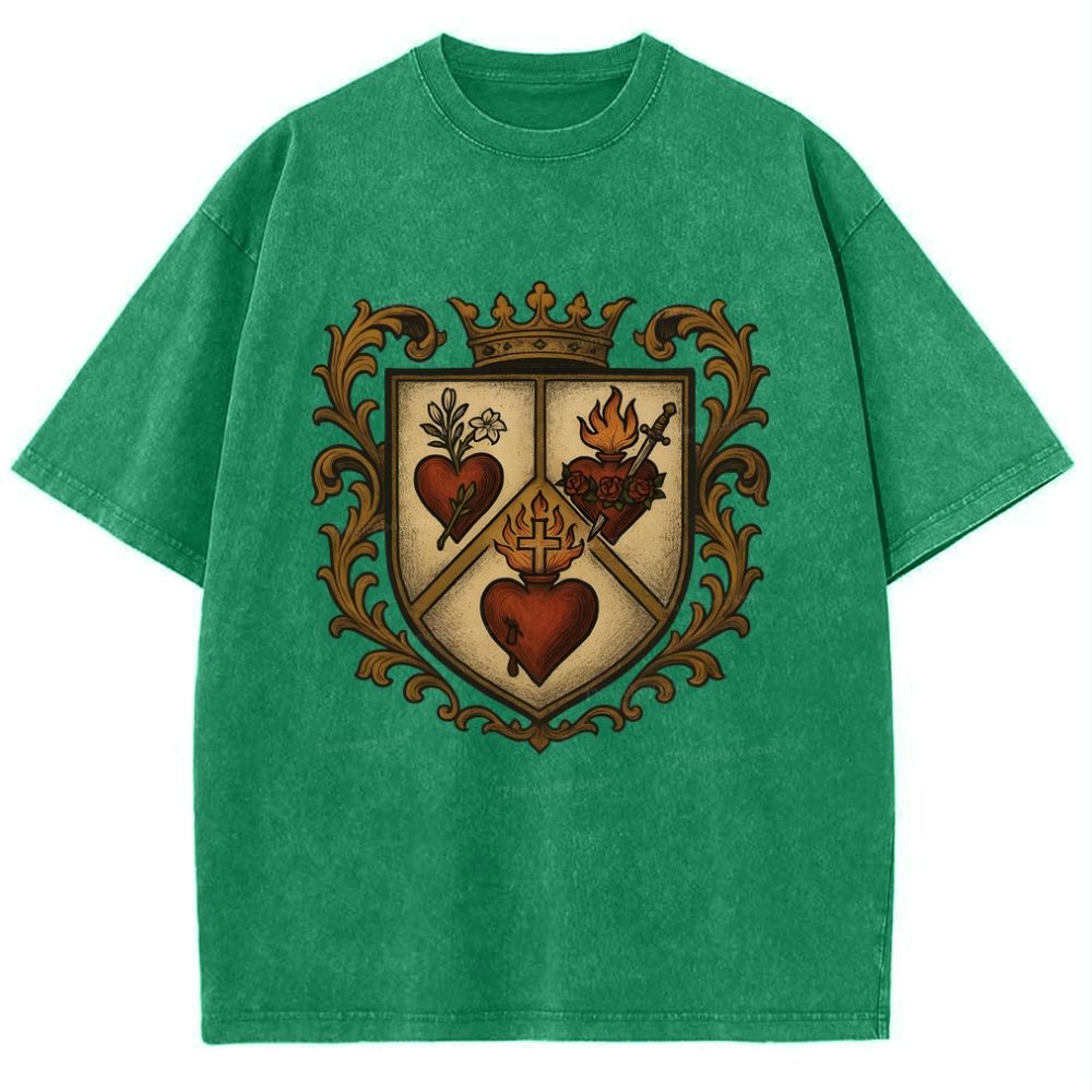 Sacred Heart Immaculate Heart of Mary Chaste Heart of Joseph Snowflake Vintage Cotton T-Shirt
