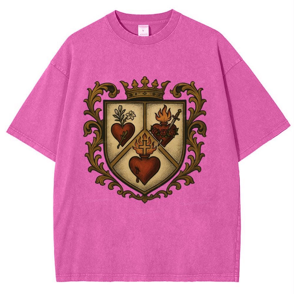 Sacred Heart Immaculate Heart of Mary Chaste Heart of Joseph Snowflake Vintage Cotton T-Shirt
