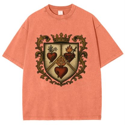 Sacred Heart Immaculate Heart of Mary Chaste Heart of Joseph Snowflake Vintage Cotton T-Shirt