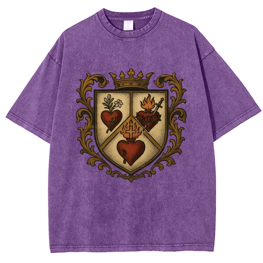 Sacred Heart Immaculate Heart of Mary Chaste Heart of Joseph Snowflake Vintage Cotton T-Shirt