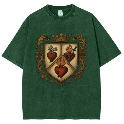 Sacred Heart Immaculate Heart of Mary Chaste Heart of Joseph Snowflake Vintage Cotton T-Shirt