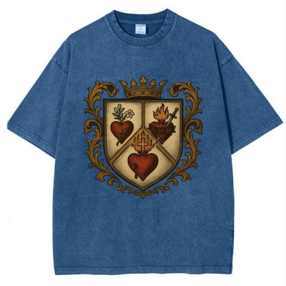 Sacred Heart Immaculate Heart of Mary Chaste Heart of Joseph Snowflake Vintage Cotton T-Shirt