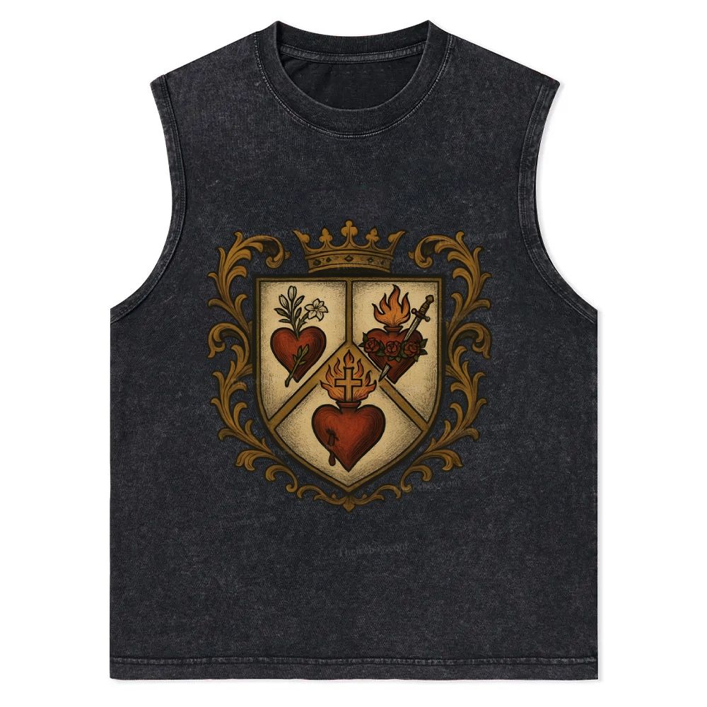 Sacred Heart Immaculate Heart of Mary Chaste Heart of Joseph Christian Snowflake Washed Vest