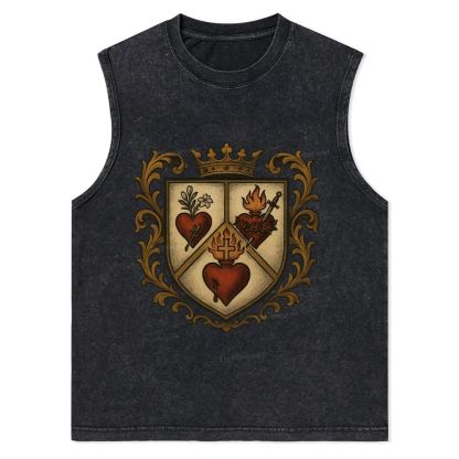 Sacred Heart Immaculate Heart of Mary Chaste Heart of Joseph Christian Snowflake Washed Vest