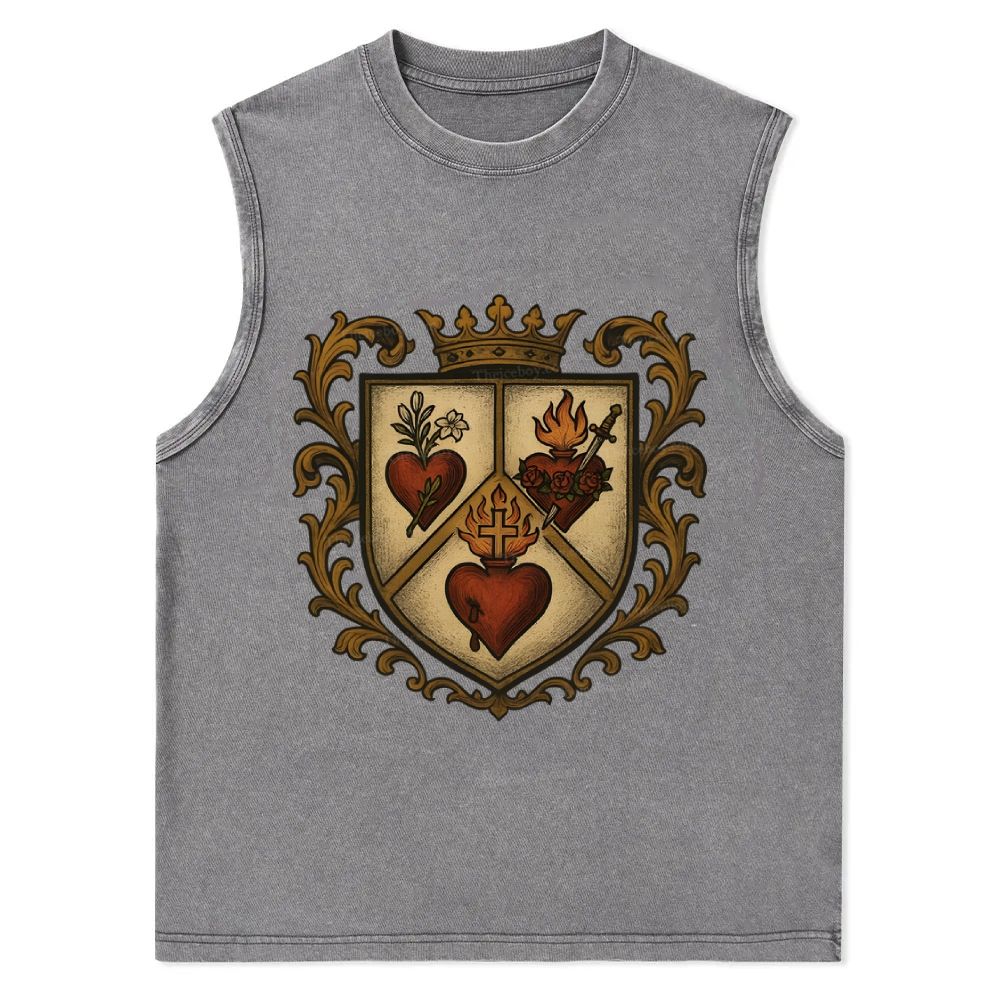 Sacred Heart Immaculate Heart of Mary Chaste Heart of Joseph Christian Snowflake Washed Vest