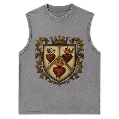 Sacred Heart Immaculate Heart of Mary Chaste Heart of Joseph Christian Snowflake Washed Vest