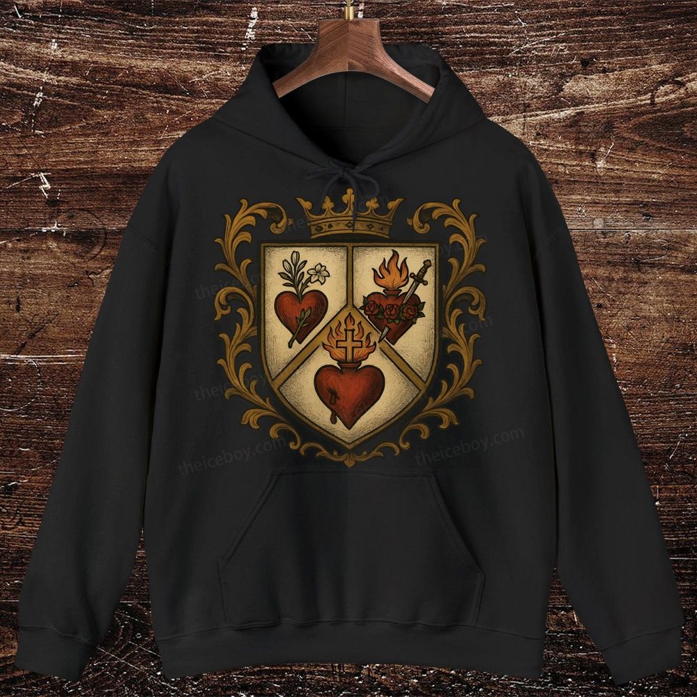 Sacred Heart Immaculate Heart of Mary Chaste Heart of Joseph Oversized Cotton Hoodies