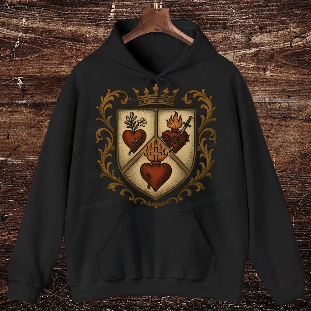 Sacred Heart Immaculate Heart of Mary Chaste Heart of Joseph Oversized Cotton Hoodies
