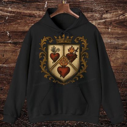 Sacred Heart Immaculate Heart of Mary Chaste Heart of Joseph Oversized Cotton Hoodies