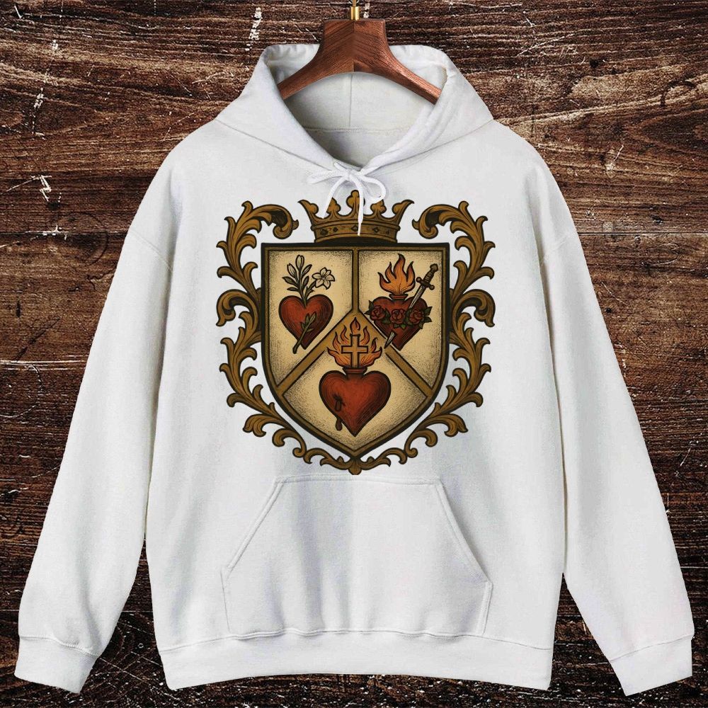 Sacred Heart Immaculate Heart of Mary Chaste Heart of Joseph Oversized Cotton Hoodies