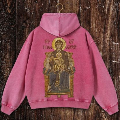 Virgin Mary Christian Washed Hoodie